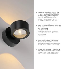 Schöner Wohnen 19331-18 - Lampada da parete LED CHIA 2xLED/2W/230V, nero