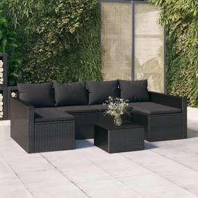 Set da giardino 2 pz con cuscini nero in polyrattan