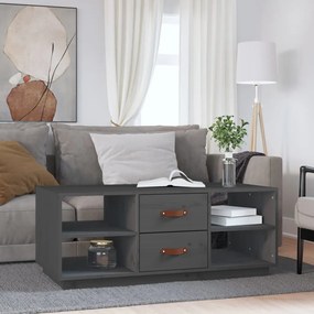 Tavolino Da Salotto Grigio 100x50x41 Cm Legno Massello Di Pino /