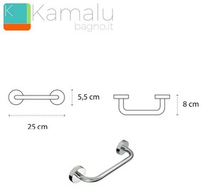 Kamalu - corrimano sicurezza bagno 25cm in acciaio inox installazione a muro | mira-c