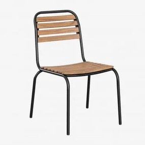 Confezione da 4 sedie da giardino impilabili in acciaio e legno di - Sklum