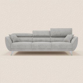 Michelangelo 4 Posti – Divano con 3 sedute estensibili e poggiatesta reclinabili in elegante tessuto vellutino smacchiabile T30