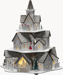 Decorazione natalizia a LED in legno di pioppo con funzione timer Houses