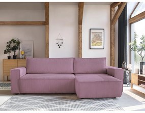 Divano letto a coste rosa ad angolo variabile Nihad - Bobochic Paris
