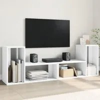 Mobili TV a Parete 2pz Bianchi 75x30x50 cm in Legno Multistrato 840786