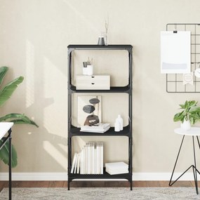 Libreria A 4 Ripiani Nera 59x35x132 Cm İn Legno Multistrato /