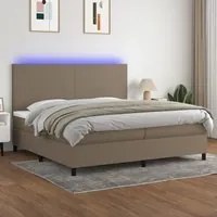 Letto a Molle Materasso e LED tortora 200x200cm in Tessuto cod mxl 58350