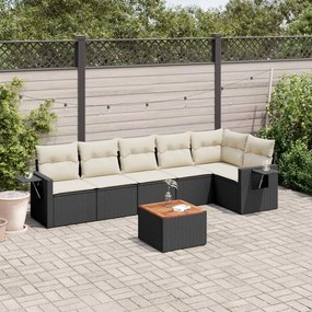 Set divani da giardino con cuscini 7pz nero polyrattan
