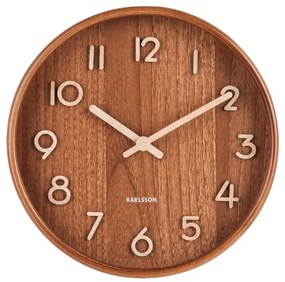 Orologio da parete in legno di tiglio marrone Piccolo, ø 22 cm Pure - Karlsson