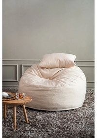 Puof a sacco color crema con rivestimento in bouclé Om 110 – SLOWDOWN