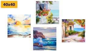Set di quadri – Tocco di mare in imitazione di pittura a olio