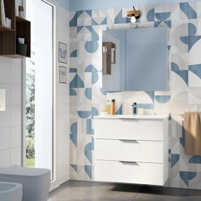 Mobile da bagno sospeso sotto lavabo L 80 x H 72 x P 45 cm bianco lucido, 3 cassetti SENSEA Jnka
