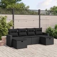 Set Divano da Giardino 6 pz con Cuscini Nero in Polyrattan 3263541