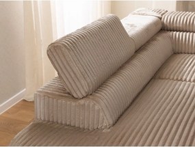 Divano angolare marrone (con penisola a sinistra/a L) con rivestimento in velluto a coste Marbeya – Ropez