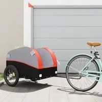 Rimorchio da Bici da Carico Nero e Arancione 45 kg in Ferro 94131