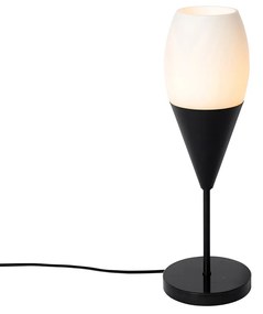 Lampada da tavolo moderna nera con vetro opalino - Drop