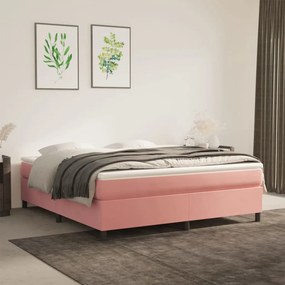 Giroletto a molle con materasso rosa 160x200 cm in velluto