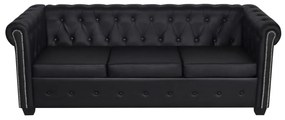 Divani chesterfield a 2 posti e a 3 posti in similpelle nero