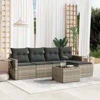 Set Divano da Giardino 6pz con Cuscini Grigio Chiaro Polyrattan 3220101