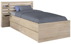 Letto 90 x 200 cm Con vani portaoggetti  Naturale + Rete  - TENALIA