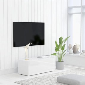 Mobile tv bianco lucido 80x34x30 cm in truciolato