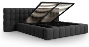 Letto matrimoniale imbottito nero con spazio contenitivo e rete 200x200 cm Mamaia - Micadoni Home