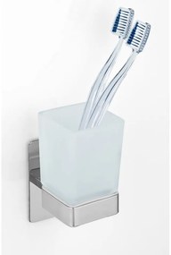 Coppa in vetro autoportante per spazzolini da denti in argento lucido Genova - Wenko
