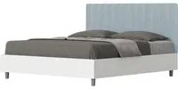 Letto Matrimoniale 160x190 cm struttura bianco frassino testata Kai - Con rete,Microfibra,Azzurro