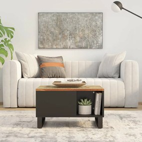 Tavolino Da Salotto 60x50x35 Cm İn Legno Massello Di Recupero /
