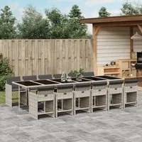 Set da Pranzo da Giardino 13pz con Cuscini Grigio in Polyrattan 3211127