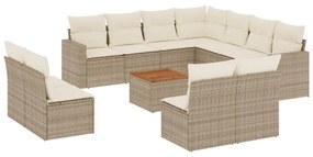 Set divani da giardino 12 pz con cuscini beige in polyrattan