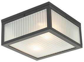 Plafoniera da esterno nera con vetro a coste 2 luci IP44 - Charlois