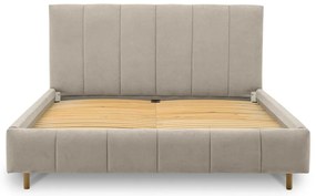 Letto matrimoniale imbottito beige con doghe in legno 160x200 cm Zee - Scandic