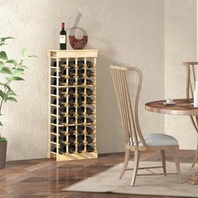 Costway Portabottiglie in legno da 40 bottiglie, Scaffale per bottiglie di vino con traverse per il rinforzo 47x28x113cm