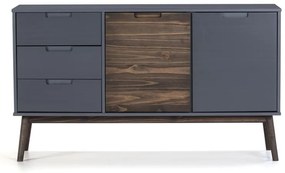 Cassettiera bassa in pino antracite/marrone scuro 140x80 cm Nussa - Marckeric