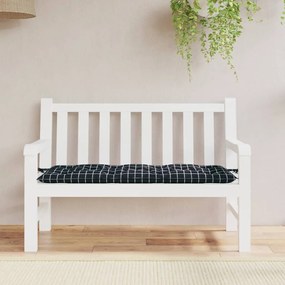 Cuscino Panca Giardino Motivo A Quadri Nero 120x50x7 Cm Tessuto /