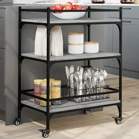 Carrello Da Cucina Grigio Sonoma 65x40x86,5cm Legno Multistrato /