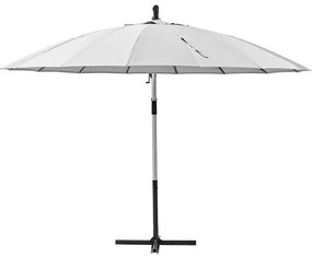 Ombrellone a palo laterale grigio alluminio Sinae NATERIAL Ø 284 cm con telo bianco
