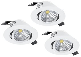 Faretto Ad Incasso Moderno Saliceto In Alluminio Bianco 3 Luci Led 6W 4000K