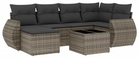 Set divani da giardino 7 pz con cuscini grigio in polyrattan