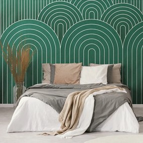 Carta da parati – Motivo arcobaleno verde Mid-Century
