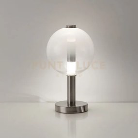 Lampada da tavolo aurora, nichel satinato con vetro bianco 10w 850l...