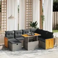 Set Divano da Giardino 8 pz con Cuscini Grigio in Polyrattan 3276266