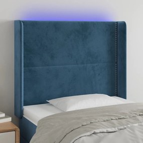 Testiera A Led Blu Scuro 83x16x118/128 Cm İn Velluto /