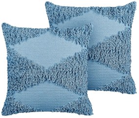 Set di 2 cuscini cotone blu 45 x 45 cm RHOEO Beliani