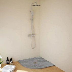 Piatto doccia SANYCCES in resina STRATO grigio L 90 x L 90 x H 2.7 cm opaco effetto pietra