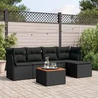 Set Divano da Giardino 6 pz con Cuscini Nero in Polyrattancod mxl 111591