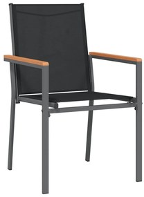 Set da pranzo da giardino 7 pz nero in textilene e acciaio