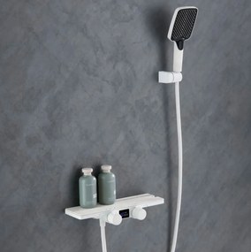 Sistema doccia ELITE EDITION BBT2053 termostatico con LED e getti multipli, in più finiture tra cui nero opaco e grigio grafite — Bianco pietra