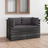 Divano da Giardino 2 Posti su Pallet con Cuscini Massello Pino cod mxl 48188